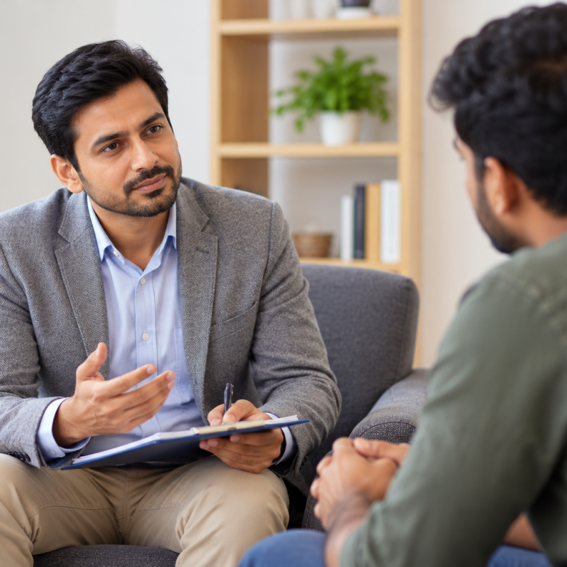 Empathetic Counseling Session in a Modern Office